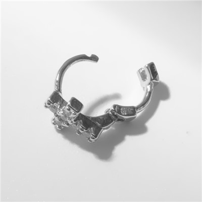 Пирсинг в ухо (хеликс) "Крестик", d=8 мм, цвет белый в серебре